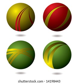 Collection of four round icons with drop shadow