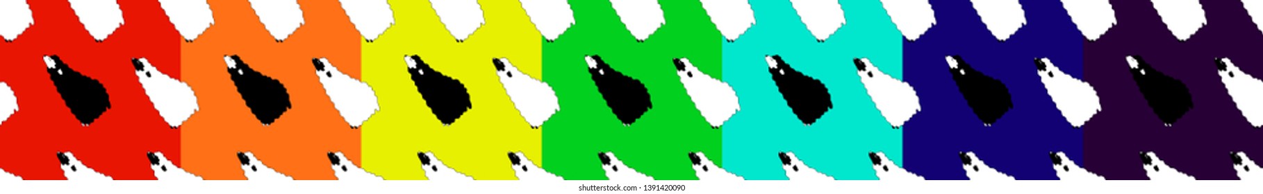 Collection of four seamless pattern with sheep in baby style. vector image. biue, yellow, pink, green backgraund