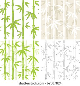 Collection - four seamless vector backgrounds with bamboo