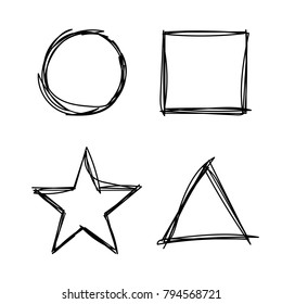 A collection of four simple shapes sketched out in vector format.