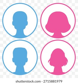 Collection Of Four and six Avatars Representing Diverse Characters For Social Media Profiles, Business Profiles And Interface On Transparent Background. EPS 10.