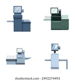 Collection of four stylish and contemporary cash register stations