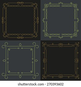 Collection of four stylish elegant frame with place for text. Monogram. Set. Simple creative frame. Vector illustration for your design