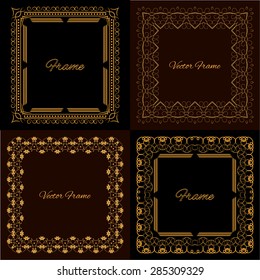 Collection of four stylish elegant frame with place for text. Monogram. Set. Simple creative frame. Vector illustration for your design