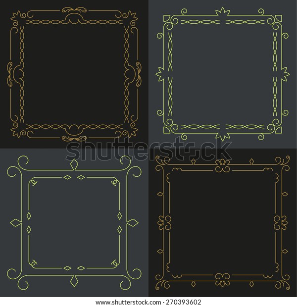 Collection of four stylish elegant frame with\
place for text. Monogram. Set. Simple creative frame. Vector\
illustration for your\
design