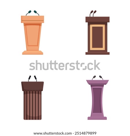 Collection of four stylized cartoon podiums, perfect for presentations and awards ceremonies