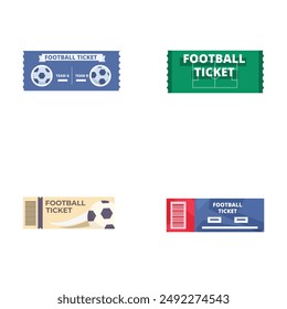 Collection of four stylized football ticket icons, ideal for sports event designs