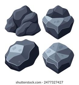 Una colección de cuatro rocas únicas sobre una superficie blanca y lisa