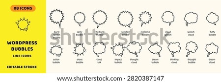 A collection of four unique speech bubble vector illustrations in transparent PNG format, perfect for web design, app interfaces, presentations, and m