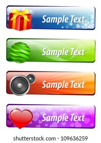 Collection of four various colorful banners