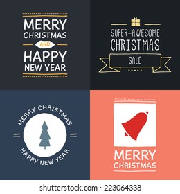 Collection of four vector badges. Hand-illustrated thematic buttons, ready for your project.