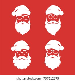 Collection of four vector hipster style Santa Claus silhouettes.