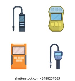 Colección de cuatro iconos vectoriales que representan manijas de la estación de gasolina y medidores de combustible