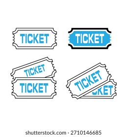 Collection of four vector tickets, featuring a simple blue and white design.
