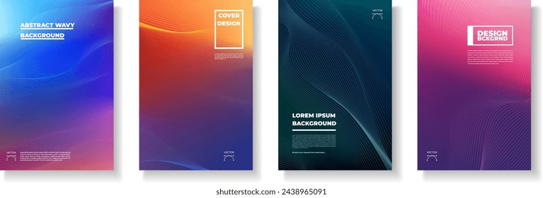 Collection of four vibrant abstract backgrounds with fluid wavy patterns and modern design - vector illustration