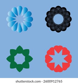 A collection of four vibrant, abstract floral designs