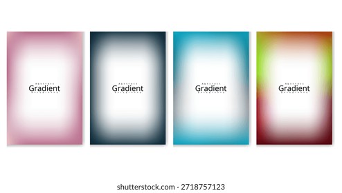 Collection of four vibrant abstract gradient background templates featuring soft color blending ideal for modern digital wallpaper or creative presentation design covers