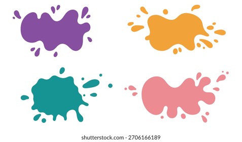 Una colección de cuatro colores vibrantes y abstractos salpica de púrpura, naranja, verde azulado y rosa.