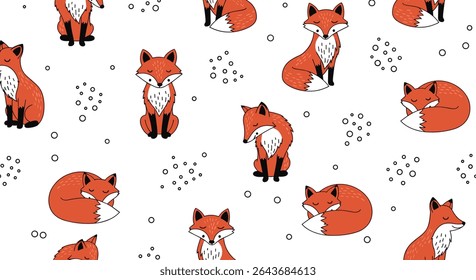 Collection of Foxes in Various Poses and Patterns Nature-Themed Fox Pattern for Backgrounds