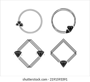 Colección de ilustraciones de diamantes de silueta de borde de marco 