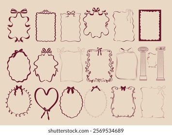 Collection of frame for decoration greeting or invitation card. Holiday decoration. Editable vector illustration.
