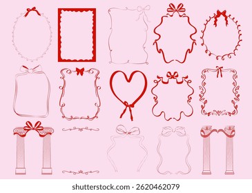 Collection of frame for decoration greeting or invitation card. Holiday, Wedding decoration. Editable vector illustration.
