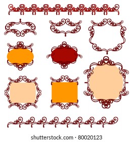 Collection of frame design elements and icons