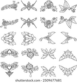 a collection of frame design including flowers and butterflies.