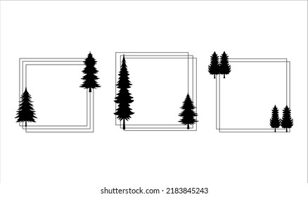 Collection of Frame in Pine Tree isolated on White Background