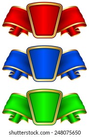Collection frame with ribbon in 3 color on white