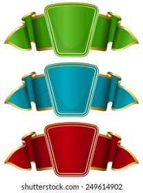 Collection frame with ribbon in 3 color on white