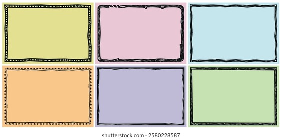 Collection of frames and booklet covers in the style of northeastern cordel. Brazilian woodcut, traditional pastel colors in northeastern culture.