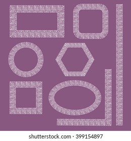 Collection of frames of different shapes with geometric pattern