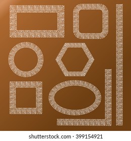 Collection of frames of different shapes with geometric pattern
