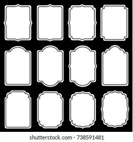 Collection of frames and empty vintage tags. Vector set of tags 