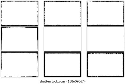 Collection of frames in grunge style. Templates for text or logo