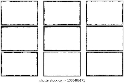 Collection of frames in grunge style. Templates for text or logo