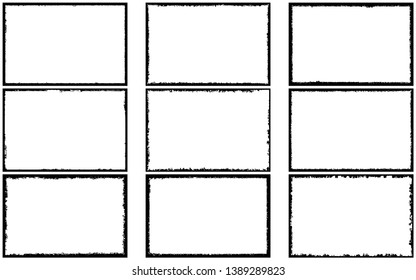 Collection of frames in grunge style. Templates for text or logo