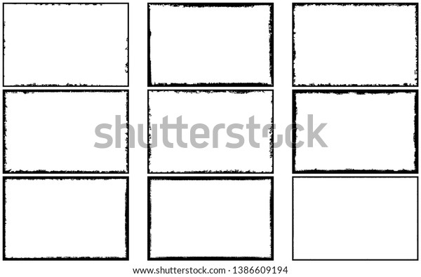 Collection Frames Grunge Style Templates Text Stock Vector (royalty 