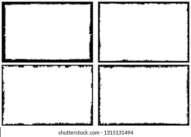 Collection of frames in grunge style. Vector texture of an old worn scratched structure. Monochrome vintage background with blank space for text