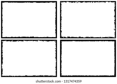 Collection of frames in grunge style. Vector texture of an old worn scratched structure. Monochrome vintage background with blank space for text