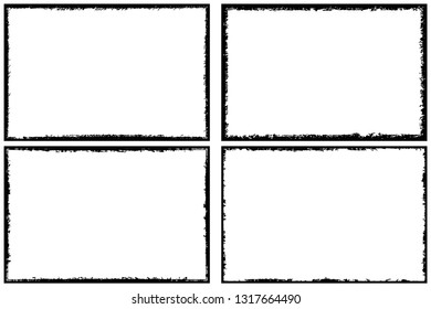 Collection of frames in grunge style. Vector texture of an old worn scratched structure. Monochrome vintage background with blank space for text