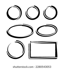 collection frames, hand drawn ink elements on white background