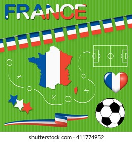 collection of france icons for europe soccer game 2016