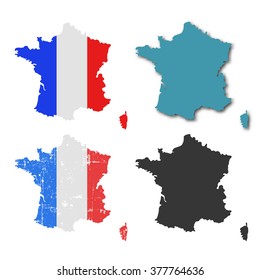 Collection of France silhouettes - abstract line country borders, France vector icons