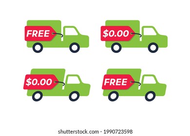 Collection of free delivery or free shipping vector graphic for sticker, apps, website,online shop, etc