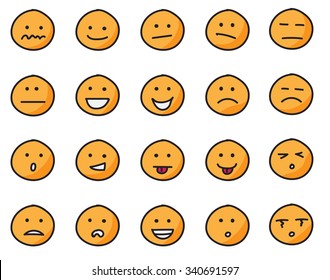 Collection of freehand drawing of emoticons.