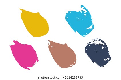 Collection of freehand drawing grungy paint, brushes, ink brush, strokes, dots and lines. Dirty artistic design elements. Vector colorful illustration isolated on white background for text, stickers