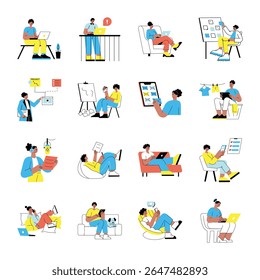 Coleção de Ilustrações de Estilo Plano Freelancer 
