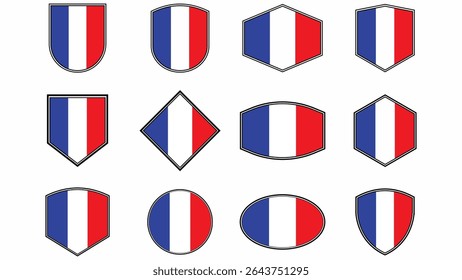 collection french flag badge logo vector illustration design